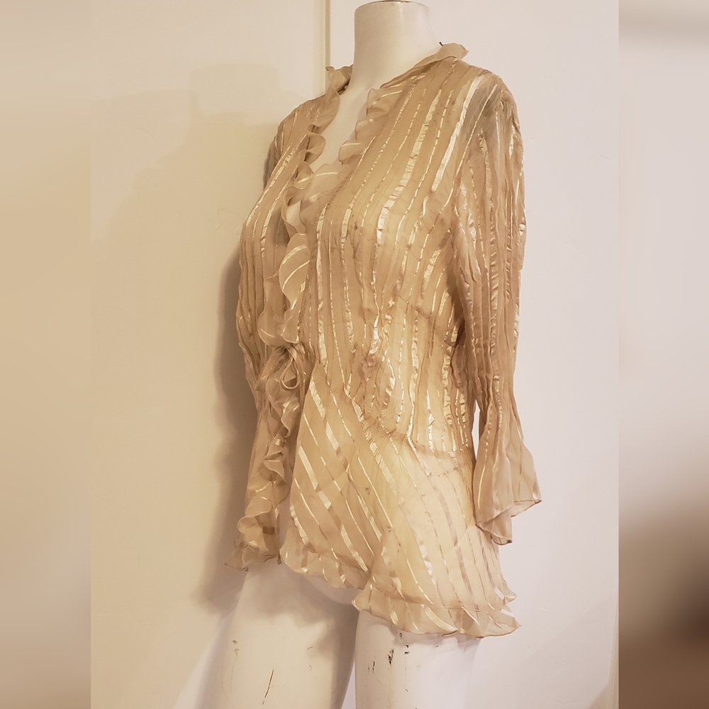 Sheer shrug long sleeve cream colored Size 14/16